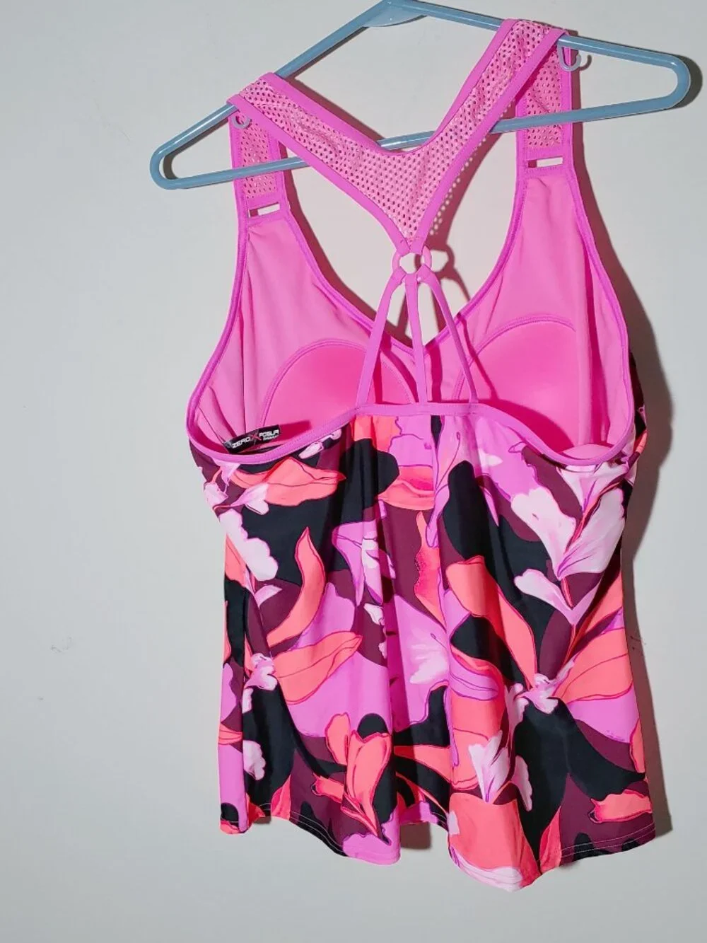 ZeroXposur O-Ring Action Tankini Swim Top Sz XXL Floral Pink